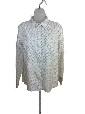 J.Crew White Black Small Dot Boy Button Down Cotton Long Sleeve Size 12